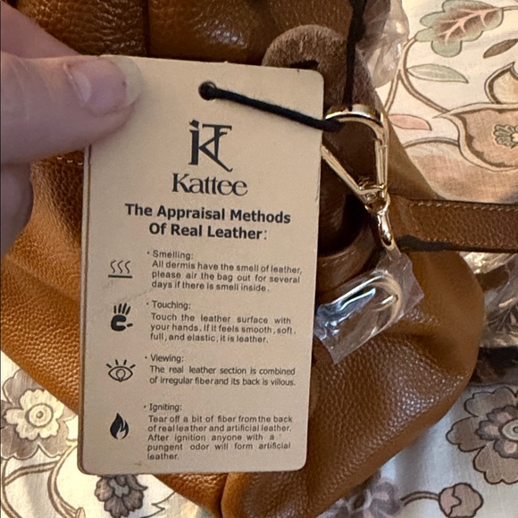 Elegant Kattee Brown Leather Tote Bag shoulder purse, large new with tags - Picture 5 of 13